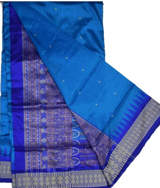 Blue Bomkai SIlk Saree